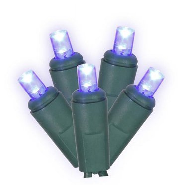 Vickerman X6G6702T 50 Blue Twinkle Wide Angle LED Lights on Green Wire, 25 ft. Christmas Light Set with 6 in. Spacing