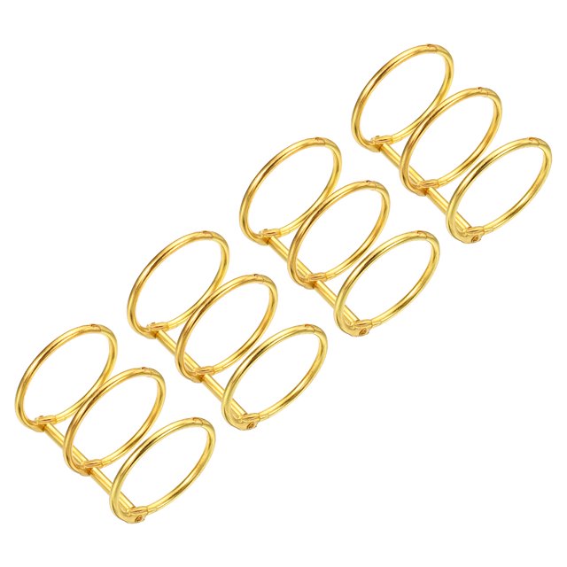Unique Bargains 1.18' Dia. 3 Circle Detachable Metal Binder Rings Loose Leaf Rings, Gold Tone 4 Pack