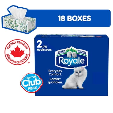 Royale Everyday Comfort, 2 Ply Facial Tissue, 18 Flat Boxes, 126 Tissues per Box