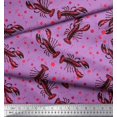 thumbnail image 2 of Soimoi Rayon Crepe Fabric Dot & Lobster Ocean Decor Fabric Printed Yard 46 Inch Wide, 2 of 3