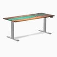 thumbnail image 1 of Desky Bureau Assis-Debout en Bois Dur à Double Résine - Noyer Naturel Rivière Émeraude / 72 x 30 Pouces / Gris, 1 of 10
