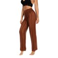 thumbnail image 4 of FOCUSNORM Women Hollow Out Pants Solid Color Elastic High Waist Trousers, 4 of 7