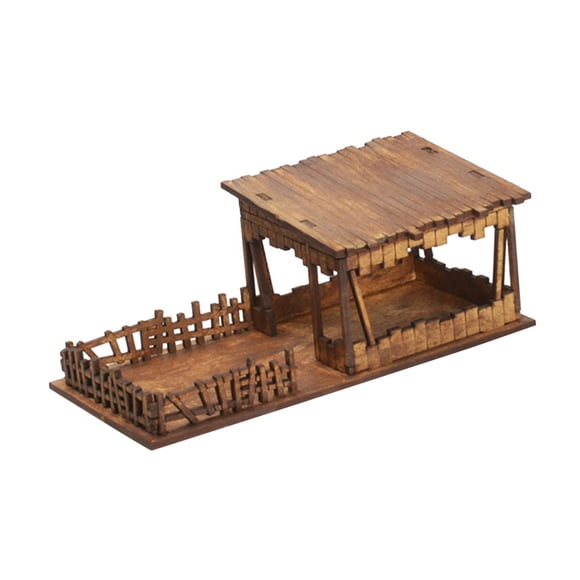 KLKCMS 1/72 Models House Unpainted DIY Wooden House Assemble DIY Projects Accessory H