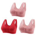 thumbnail image 1 of fheaev Summer Savings Clearance Front Closure Bras For Women Full Coverage Bra 3PC Women Middle-Aged And Elderly Printed Front Buckle Without Steel Ring Underwear Soft Large Size Underwear Bra, 1 of 6