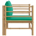 thumbnail image 2 of vidaXL Garden Sofa with Green Cushions Bamboo, 2 of 5