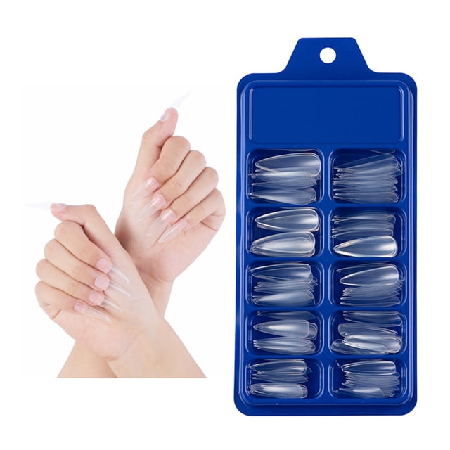 Long Stiletto sur Ongles Couverture Complète Ongles en Acrylique Bout Pointu Design de Manucure de Salon pour Femmes Filles Extension