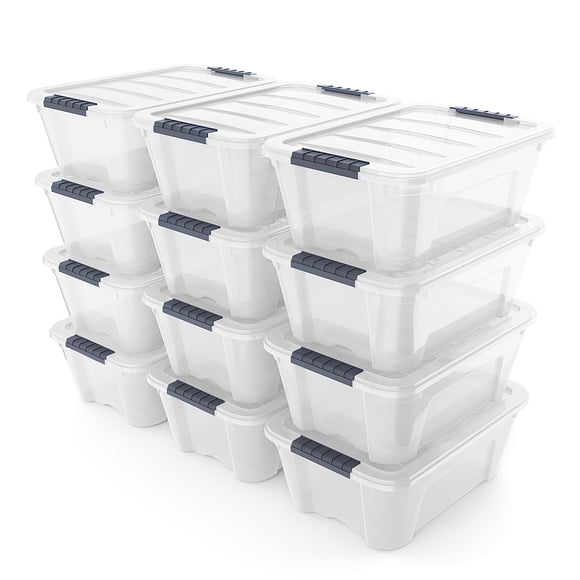 Costway 12 Pack Latch Stack Storage Box Tubs Bins Latches Handles