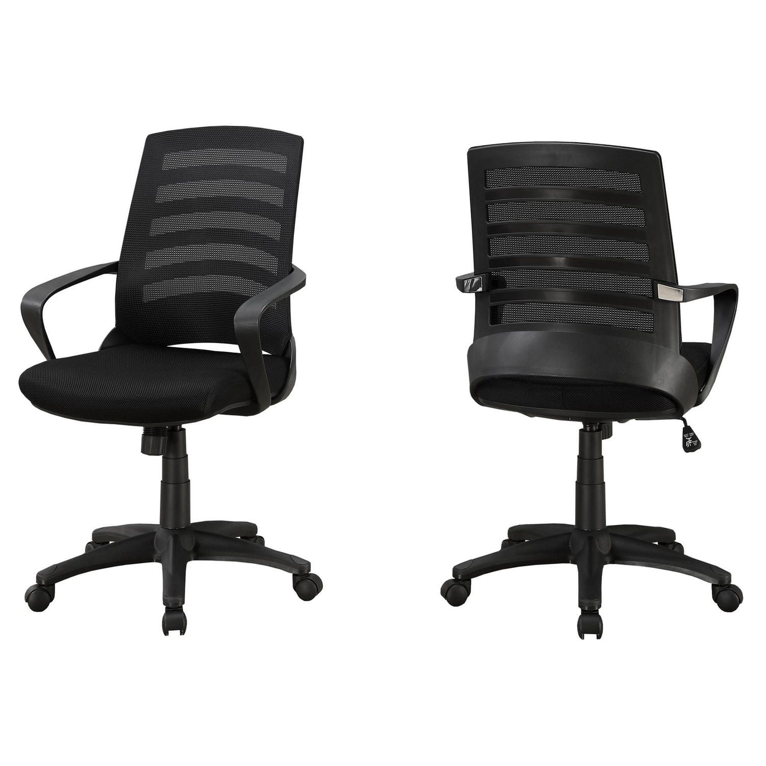 Monarch Specialties Chaise De Bureau, Hauteur Ajustable, Pivotant, Ergonomique, Appuis-bras, Bureau, Travail, Métal, Engrener, Noir, Contemporain, Moderne