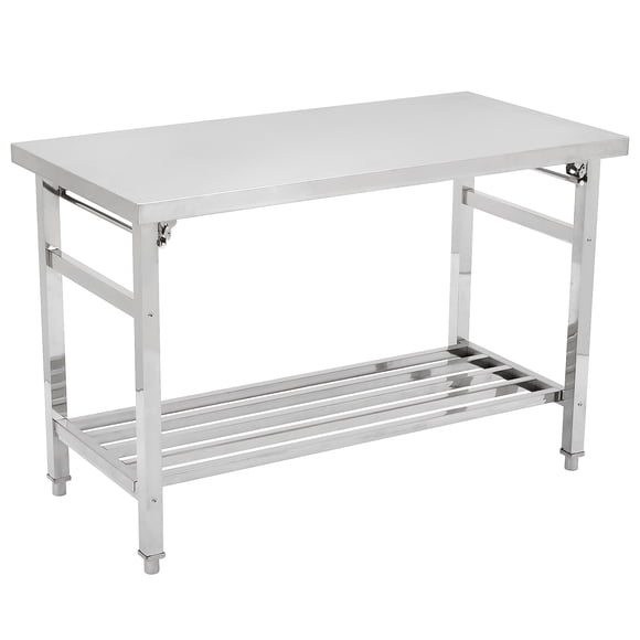 Heavy Duty Stainless Steel Folding Work Table - Adjustable Undershelf, NSF Certified, Commercial Office Desk - Durable, Easy to Clean, Space-Saving - Perfect for Restaurant, Kitchen, Office