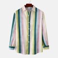thumbnail image 2 of Chemise à Manches Longues pour Homme Mode Homme Automne Hiver Poche Latérale Simple Col Montant Chemise à Manches Longues Rayée Haut, 2 of 9