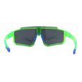 thumbnail image 2 of Mens Oversize Trendy Futuristic Wrap Half Rim Sport Plastic Sunglasses Green Black, 2 of 4