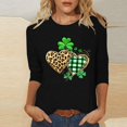 thumbnail image 1 of Meichang Chemises Chanceuses pour Femmes T-Shirts de la Saint-Patrick Trèfle à Quatre Feuilles Imprimé T-Shirts Manches 3/4 Col Rond Décontracté Hauts Irlandais Chanceux, 1 of 4