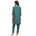 thumbnail image 2 of Biba Rangriti Indian Ethnic Kurta Pants Set (Rose Retreat 22278), Teal, Size 32, 2 of 5