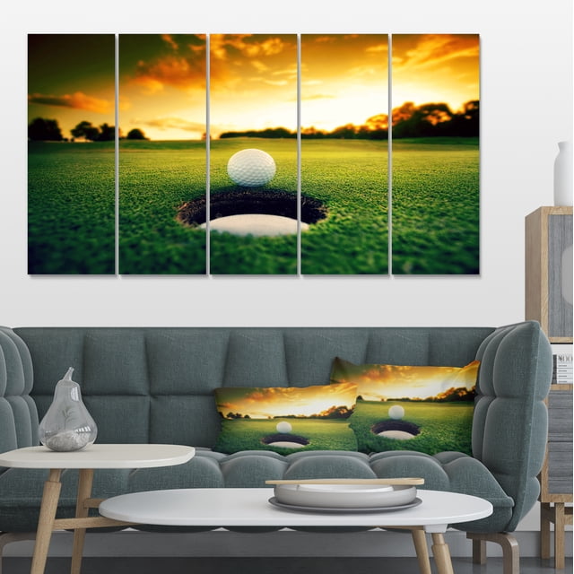 Golf Ball Near Hole - Landscape Canvas Art Print