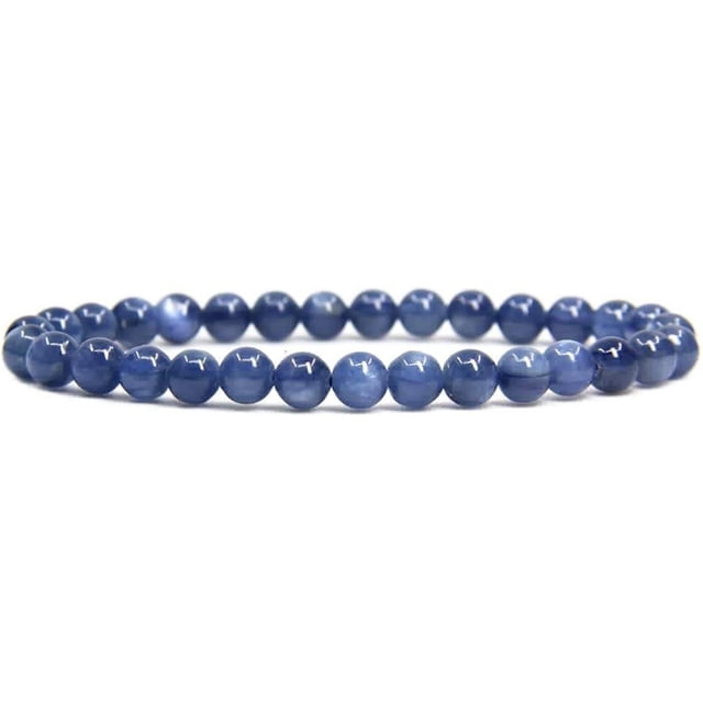 Bracelet Extensible en Perles Rondes de 6 mm en Pierre Précieuse de Cyanite de Qualité AA Naturelle 7 Pouces Unisexe
