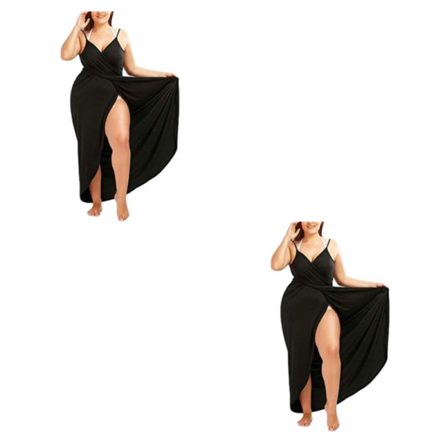 maskred Robe de Plage d'Été Respirante et Douce pour le Confort de Beaux Cadeaux Robe de Bain de Plage Noire 4XL 2Set