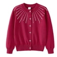 thumbnail image 1 of Zshosam School Uniform Cardigan Girls Girls Cardigan Sweaters Ruffle School Uniform Sweater V Neck Button Front Outerwear Size 11T 13T,(Red 11-13 Years), 1 of 4