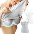 thumbnail image 2 of Timegard Camisoles pour Femmes 2 Pcs avec Soutien-Gorge Intégré Col Rond Bretelles Spaghetti Ajustées Douces Maillots de Corps Décontractés Hauts de Pyjama, 2 of 5
