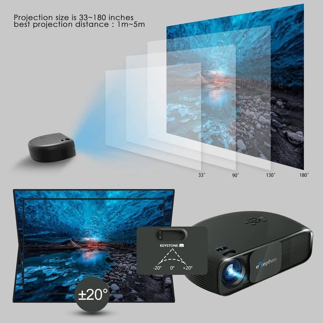 ELEPHAS 720P HD LED Movie Projector, LCD Video Projector Support HDMI USB VGA Amazon Fire TV Smartphone Ideal for Office Home Cinema Entertainment Games Party