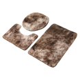 thumbnail image 3 of Shaggy Bath Mats Set 3 Piece with Toilet Lid Cover Washable U Shape Rug Non Slip Carpet Bathroom Rug Sets for Shower under The Sink Brown, 3 of 8