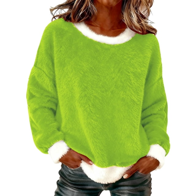 Chandails d'Automne et d'Hiver Grande Taille pour Femmes, Chandail à Capuchon à Col Rond en Flanelle Uni à la Mode et Décontracté pour Femmes, Chandails à Capuchon Amusants