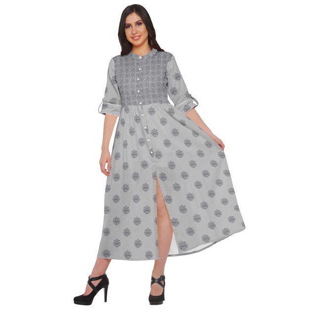 Moomaya Kurta à Manches Courtes Imprimée Kurti Indienne Vêtements d'Été pour Femmes