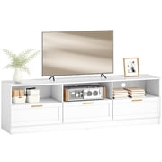 HOMCOM Modern TV Table with 3 Cabinets, 85 Inch TV Stand for Living Room