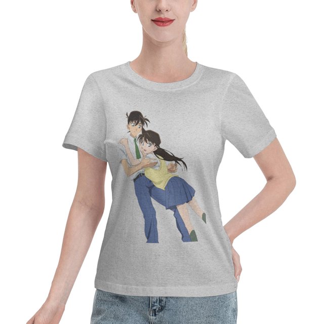 T-Shirt Basique à Manches Courtes pour Femmes Conan and Xiaolan