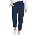 thumbnail image 1 of Birdeem Womens Solid Color Drawstring High Waist Pocket Loose Large Size Cotton Casual Pants, 1 of 6