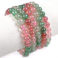 thumbnail image 2 of Natural Multi-Color Strawberry Quartz Gemstone 8mm Round Beads Stretch Bracelet 7 Inch Unisex, 2 of 2