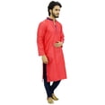 thumbnail image 4 of Atasi Ensemble Kurta Pyjama de Fête Pêche pour Homme, Chemise Dupion Longue - Grand, 4 of 7
