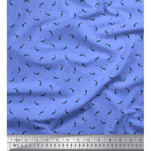 Soimoi Crepe Silk Fabric Triangle & Rocket Cartoon Print Fabric by The Yard 42 Inch Wide