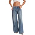 thumbnail image 1 of KIHOUT Women's Wide Leg Jeans Low Rise Strechy Raw Button Casual Loose Solid Denim Pants with Pockets, 1 of 9