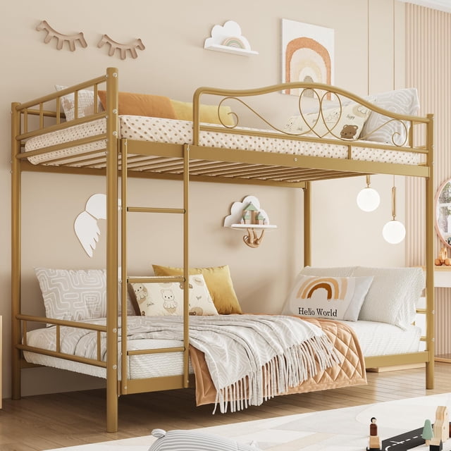 Bunk Bed Twin Over Twin with Ladder & Full Safety Guardrail, Heavy Duty Metal 400 LBS Weight Capacity, Space-Saving Design, Noise Free & No Box Spring Needed, Easy Assembly