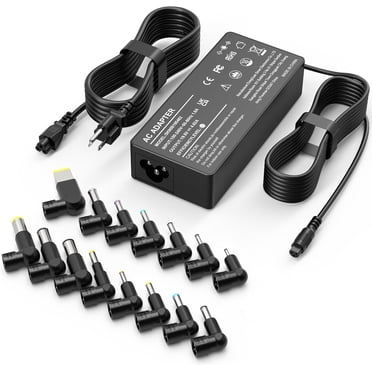 90W Universal Laptop Charger Replacement for HP Lenovo Dell Acer Asus Toshiba Geteway Samsung IBM Fujitsu Notebook Ultrabook Chromebook Computer Charger AC Adapter Power Cord with 15 Tips, Black
