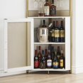 thumbnail image 4 of GloryStar Farmhouse Wine Bar Corner Cabinet with Storage, Small Buffet Sideboard with Detachable Rack and Buffet Mesh Door, Glass Rack, Liquor Coffee Bar Cupboard for Kitchen, Dining Room, 4 of 8