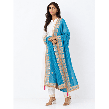 DWEEP SARA Women’s Ethnic Party & Festive Wear Festive Special Blue Dupatta only