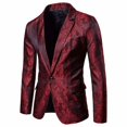 thumbnail image 1 of Men's Court Style Dark Grain Design One-Button Slim Suit Top, 1 of 4