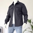 thumbnail image 1 of LOVZFMLL Vestes pour Hommes Homme Hiver Manches Longues Boutons Poches Col Rabattu Veste Manteau, 1 of 6