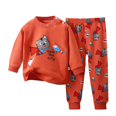 Zwiiyzr 2025 1-8 Ans Automne Hiver Ensemble de Vêtements pour Bébé Garçon Fille Dessin Animé Manches Longues Col Rond Chandail en Molleton Haut Pantalon Décontracté Tenue de Détente Rouge