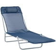 thumbnail image 1 of Outsunny Outdoor Lounge Chair, Folding Adjustable Reclining Chair Dark Blue, 1 of 10
