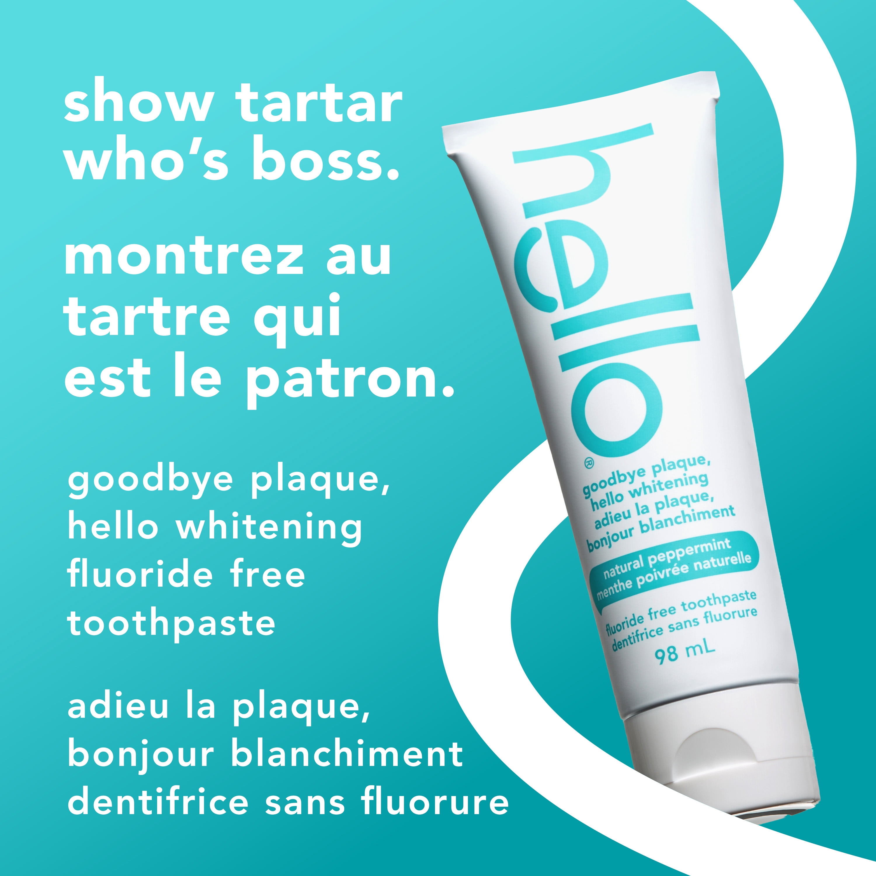 hello Goodbye Plaque Whitening Fluoride Free Toothpaste, Peppermint, 98 ml