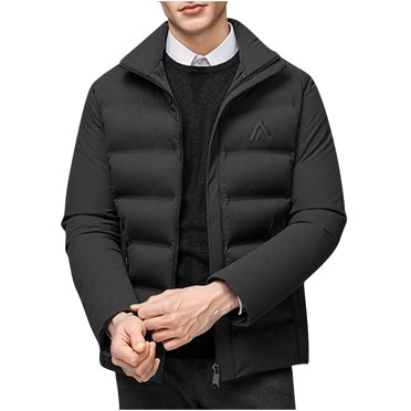 Mceream Hommes Extérieur Simple Col Montant Parka Coupe-Vent Manteau Confortable Épaissi Veste Unie Grande Taille Manteau d'Extérieur Chamarras Para Hombre de Trabajo Bleu TTG