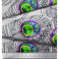 thumbnail image 2 of Soimoi Cotton Duck Fabric Peacock Feather Print Fabric by Yard 56 Inch Wide, 2 of 3