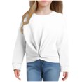 thumbnail image 4 of Posijego Chandail en Molleton pour Petite Fille, Col Rond, Manches Longues, Torsade devant, Crop Top Athlétique, 4 of 7