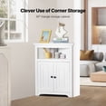 thumbnail image 2 of VEVOR Armoire de Rangement d'Angle 32 Pouces avec 2 Portes en Bois et Tablettes Ajustables Blanc, 2 of 9