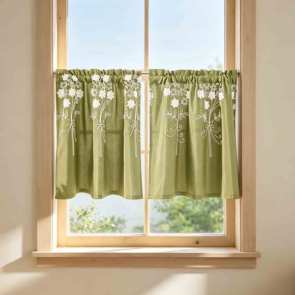Curtains Blackout,Blackout Curtains for Living RoomSmall Curtains Short Windows Short-Style Decorative Curtains Bedroom with Embroidered Semi-Curtains for Light-Blocking Small Window Door Curtains