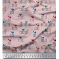thumbnail image 1 of Soimoi Poly Georgette Fabric Picket Fence & Bird Artistic Printed Fabric 1 Yard 42 Inch Wide, 1 of 1