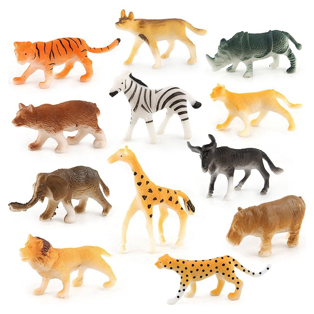 TIMIFIS Toys 12pc Kids Childrens Assorted Plastic Toy Wild Animals