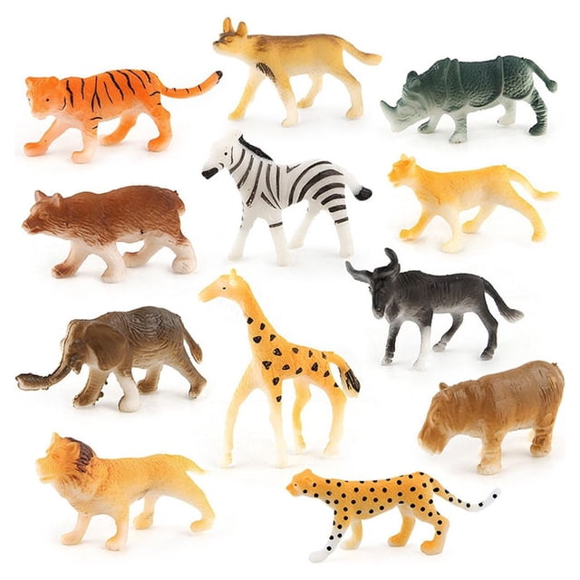 RXIRUCGD Toys 12pc Kids Childrens Assorted Plastic Toy Animals Jungle Zoo Figure